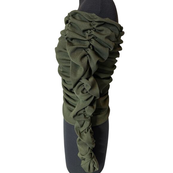 Line and Dot Billie Off Shoulder Top Ruching Stretchy Form Fitting Green Size M - Picture 7 of 14